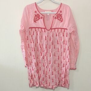 Pink Chicken Jade Tunic Peony Pink Red Embroidery Valentine's Day Girls Size 10